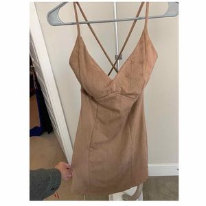 Velvet tan mini dress!